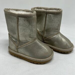 Childrens Toddler Kids Metallic Gold Boots Size 5